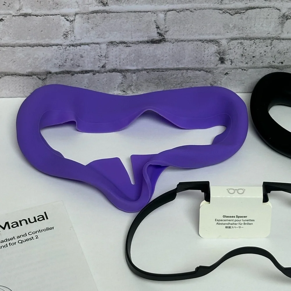 Meta Quest 2 Accessories 2 Batteries Manual Straps Silicone Face Glass Spacer